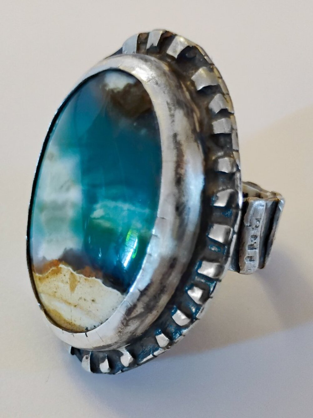 Sterling Silver Ring/Size 7.5 US/Petrified Wood